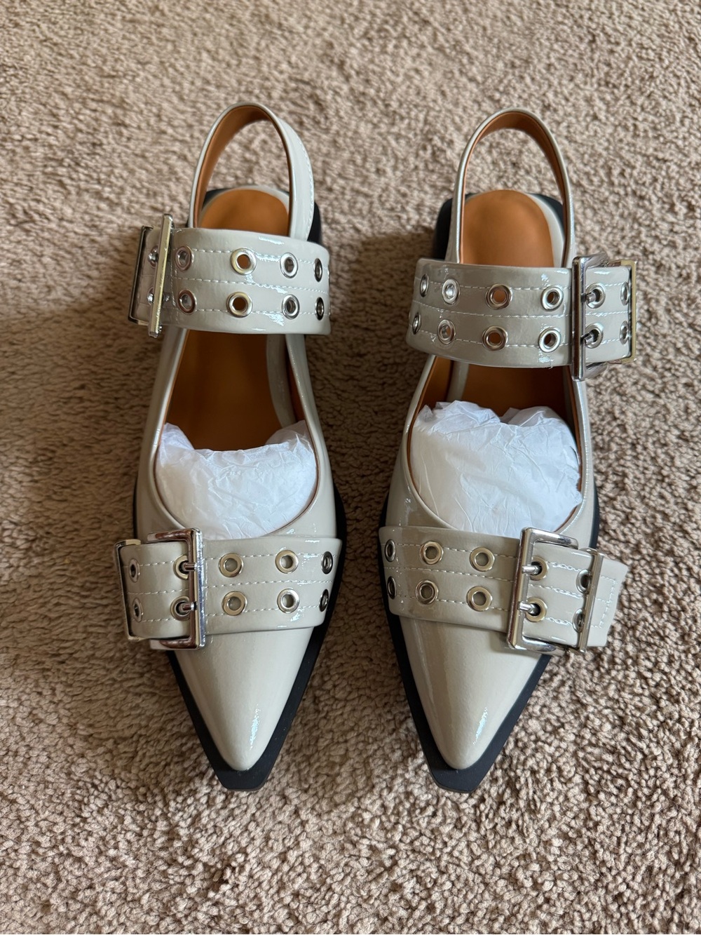 Women’s Pointed Slingback Buckle Flats